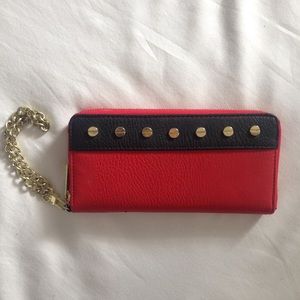 Olivia & Joy Studded Red and Black Wallet Wristlet